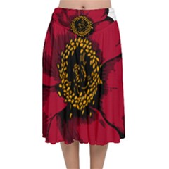 Floral Flower Petal Plant Velvet Flared Midi Skirt by Nexatart