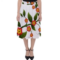 Flower Branch Nature Leaves Plant Folding Skater Skirt by Nexatart