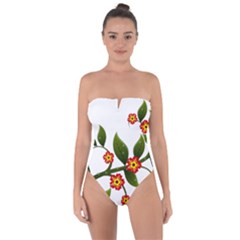 Flower Branch Nature Leaves Plant Tie Back One Piece Swimsuit by Nexatart