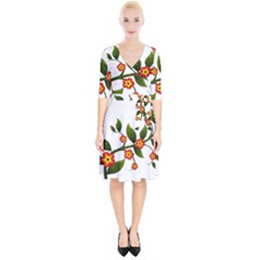 Flower Branch Nature Leaves Plant Wrap Up Cocktail Dress by Nexatart