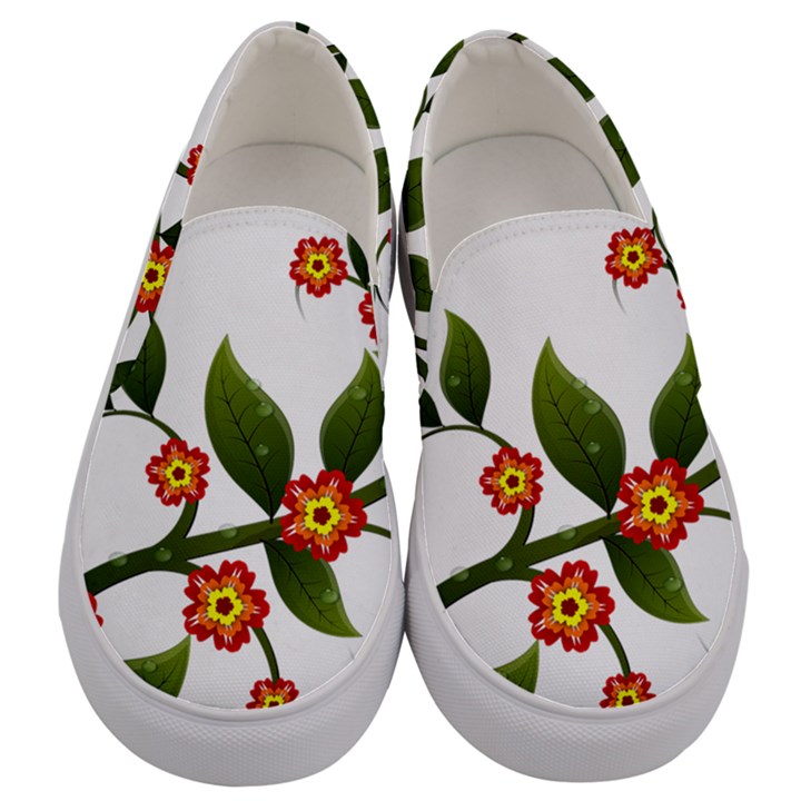 Flower Branch Nature Leaves Plant Men s Canvas Slip Ons