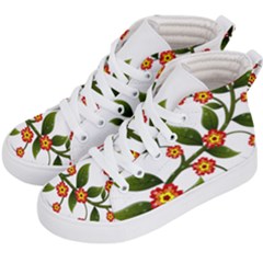 Flower Branch Nature Leaves Plant Kid s Hi-top Skate Sneakers by Nexatart