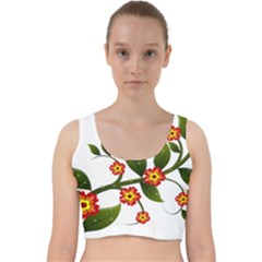 Flower Branch Nature Leaves Plant Velvet Racer Back Crop Top