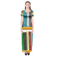 Shelf Books Library Reading Short Sleeve Maxi Dress by Nexatart