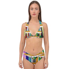 Shelf Books Library Reading Double Strap Halter Bikini Set by Nexatart