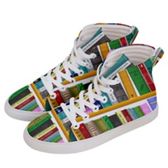 Shelf Books Library Reading Men s Hi-top Skate Sneakers by Nexatart