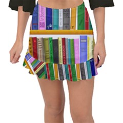 Shelf Books Library Reading Fishtail Mini Chiffon Skirt