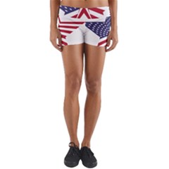 A Star With An American Flag Pattern Yoga Shorts by Nexatart