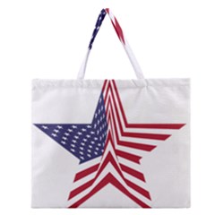 A Star With An American Flag Pattern Zipper Large Tote Bag by Nexatart