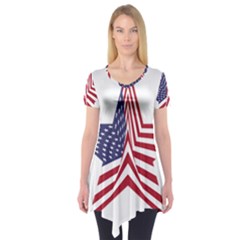 A Star With An American Flag Pattern Short Sleeve Tunic  by Nexatart