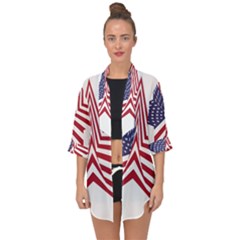 A Star With An American Flag Pattern Open Front Chiffon Kimono by Nexatart