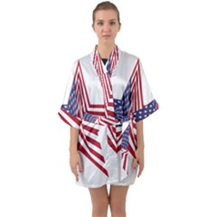 A Star With An American Flag Pattern Quarter Sleeve Kimono Robe by Nexatart