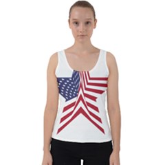 A Star With An American Flag Pattern Velvet Tank Top