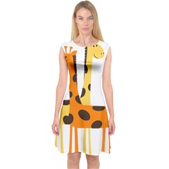 Giraffe Africa Safari Wildlife Capsleeve Midi Dress by Nexatart