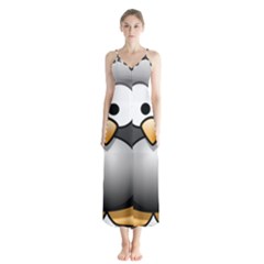 Penguin Birds Aquatic Flightless Button Up Chiffon Maxi Dress by Nexatart