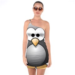 Penguin Birds Aquatic Flightless One Soulder Bodycon Dress by Nexatart