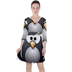 Penguin Birds Aquatic Flightless Ruffle Dress by Nexatart