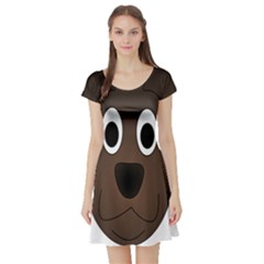 Dog Pup Animal Canine Brown Pet Short Sleeve Skater Dress by Nexatart