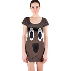 Dog Pup Animal Canine Brown Pet Short Sleeve Bodycon Dress by Nexatart