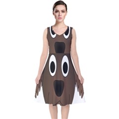 Dog Pup Animal Canine Brown Pet V-neck Midi Sleeveless Dress  by Nexatart