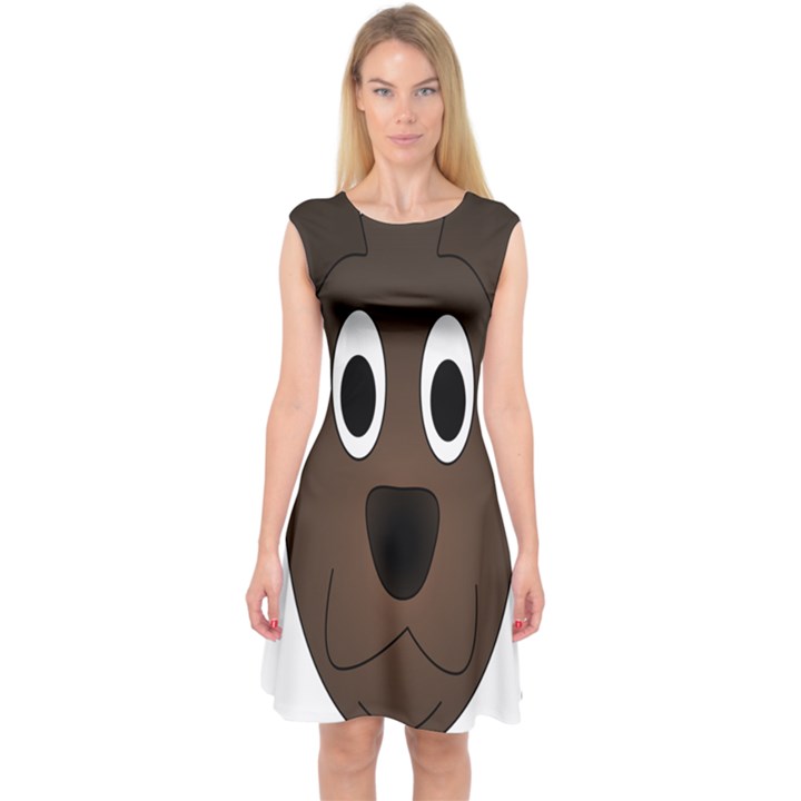 Dog Pup Animal Canine Brown Pet Capsleeve Midi Dress