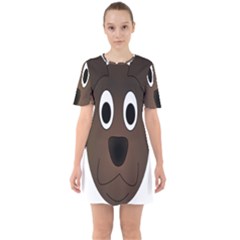 Dog Pup Animal Canine Brown Pet Sixties Short Sleeve Mini Dress by Nexatart