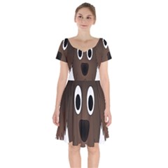 Dog Pup Animal Canine Brown Pet Short Sleeve Bardot Dress by Nexatart