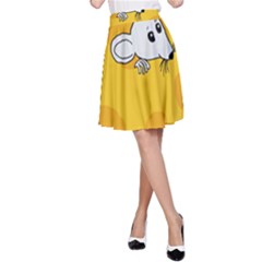 Rat Mouse Cheese Animal Mammal A-line Skirt by Nexatart