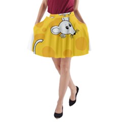 Rat Mouse Cheese Animal Mammal A-line Pocket Skirt by Nexatart