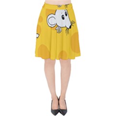 Rat Mouse Cheese Animal Mammal Velvet High Waist Skirt by Nexatart