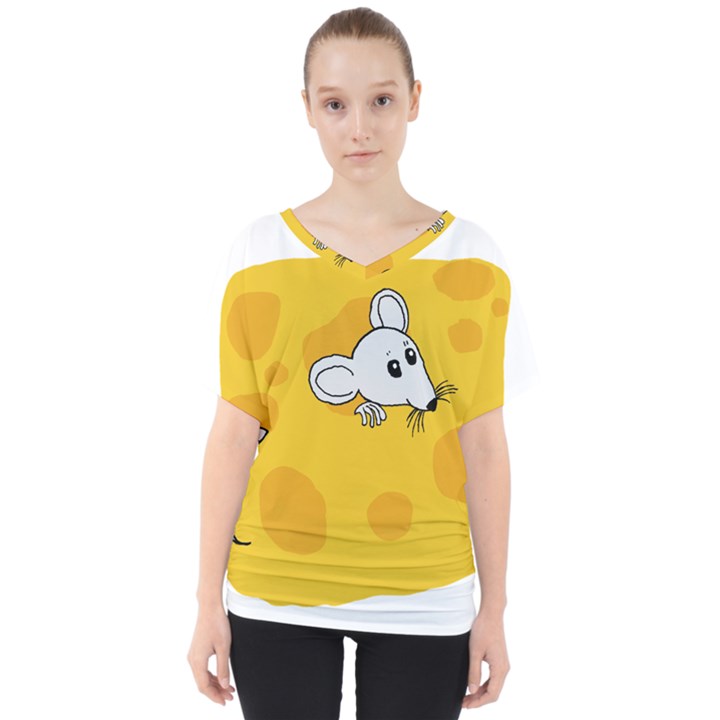 Rat Mouse Cheese Animal Mammal V-Neck Dolman Drape Top