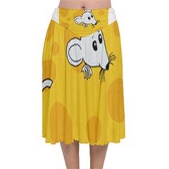 Rat Mouse Cheese Animal Mammal Velvet Flared Midi Skirt by Nexatart