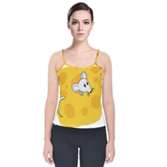 Rat Mouse Cheese Animal Mammal Velvet Spaghetti Strap Top