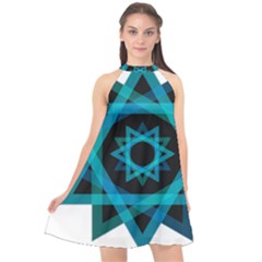 Transparent Triangles Halter Neckline Chiffon Dress  by Nexatart