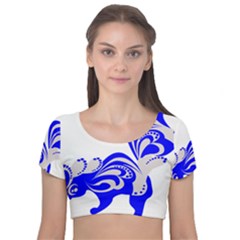 Skunk Animal Still From Velvet Short Sleeve Crop Top 