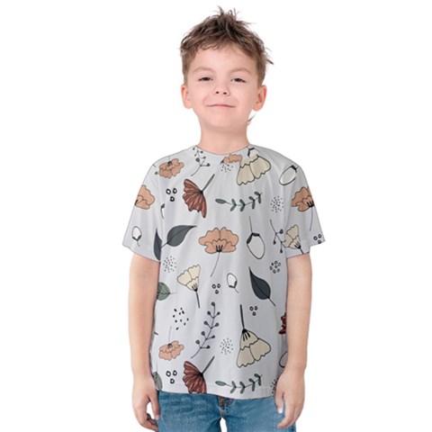 Grey Toned Pattern Kids  Cotton Tee by Nexatart