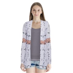 Grey Toned Pattern Drape Collar Cardigan by Nexatart