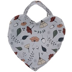 Grey Toned Pattern Giant Heart Shaped Tote by Nexatart