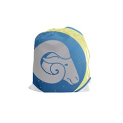 Ram Zodiac Sign Zodiac Moon Star Drawstring Pouches (medium)  by Nexatart