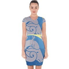 Ram Zodiac Sign Zodiac Moon Star Capsleeve Drawstring Dress  by Nexatart