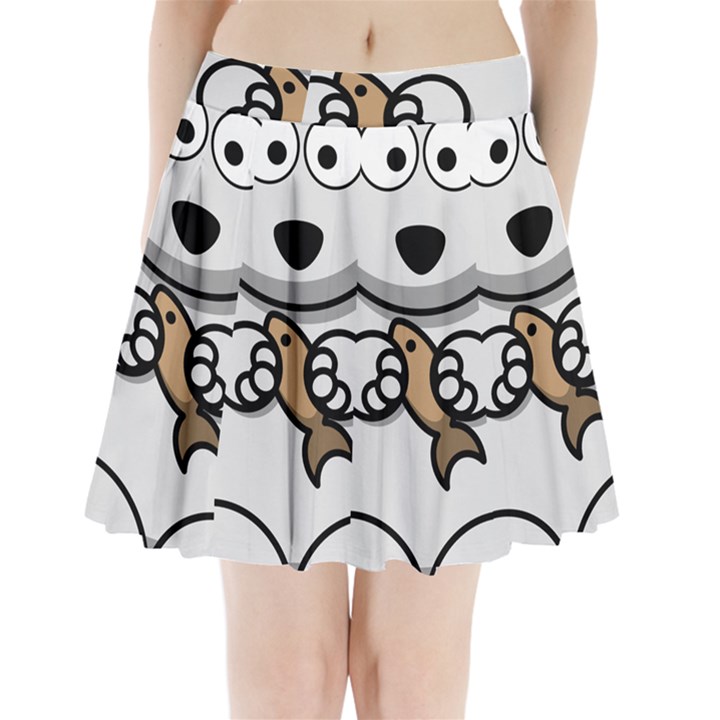 Bear Polar Bear Arctic Fish Mammal Pleated Mini Skirt