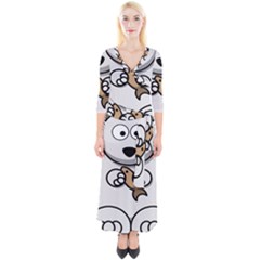 Bear Polar Bear Arctic Fish Mammal Quarter Sleeve Wrap Maxi Dress