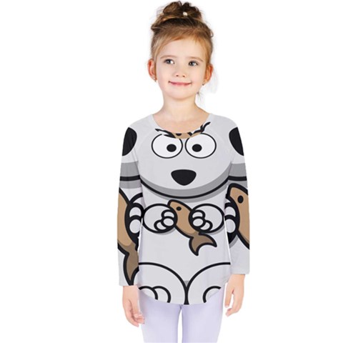 Bear Polar Bear Arctic Fish Mammal Kids  Long Sleeve Tee by Nexatart