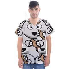 Bear Polar Bear Arctic Fish Mammal Men s V-Neck Scrub Top