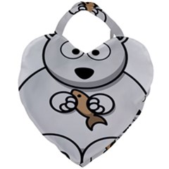 Bear Polar Bear Arctic Fish Mammal Giant Heart Shaped Tote