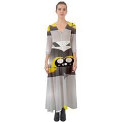 Cute Penguin Animal Button Up Boho Maxi Dress by Nexatart