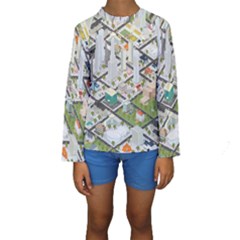 Simple Map Of The City Kids  Long Sleeve Swimwear by Nexatart