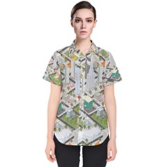 Simple Map Of The City Women s Short Sleeve Shirt