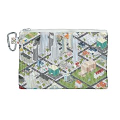 Simple Map Of The City Canvas Cosmetic Bag (large) by Nexatart