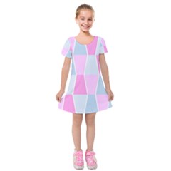 Geometric Pattern Design Pastels Kids  Short Sleeve Velvet Dress by Nexatart